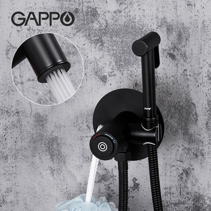 Змішувач для гігієнічного душу GAPPO прихованого монтажу чорний латунь 100мм G7288-6