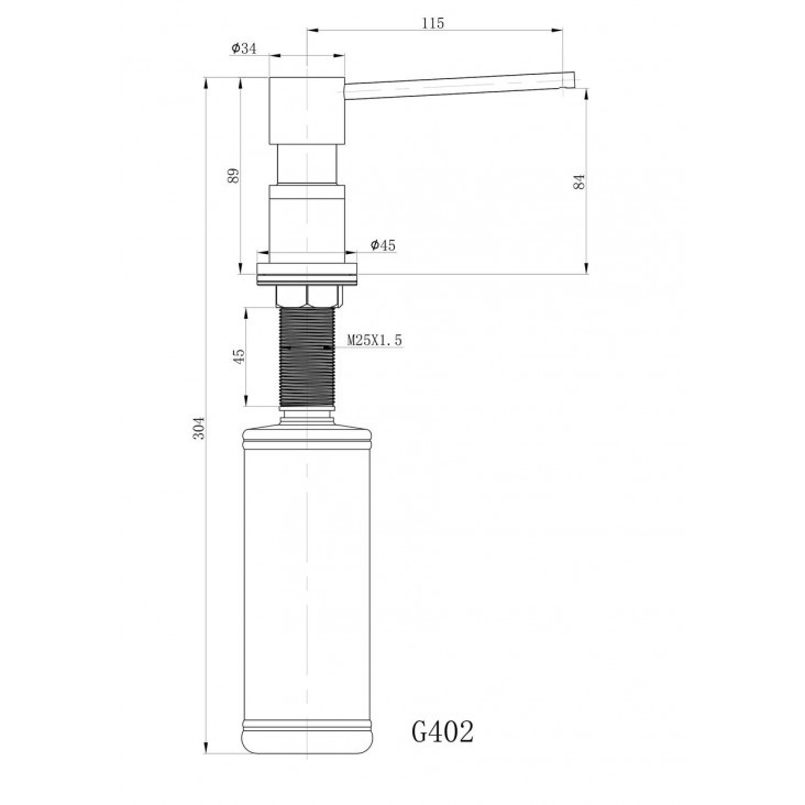 Дозатор врезной для кухонной мойки GAPPO на 300мл металлический хром G402