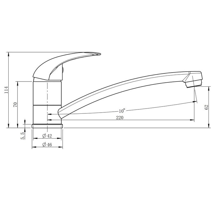 Змішувач для кухні одноважільний KOLLER POOL Design Plus хром латунь DS01000S