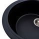 Мийка для кухні гранітна овальна PLATINUM 5847 ONYX 575x465x185мм із сифоном чорна PLS-A38324 5 з 7
