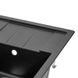 Мийка на кухню керамічна прямокутна LIDZ BLM-14 495мм x 645мм чорний із сифоном LIDZBLM14650500200 5 з 7