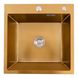 Мийка для кухні із нержавіючої сталі квадратна PLATINUM Handmade HSBB 500x500x220мм глянцева 1мм золото із сифоном PLS-A35638 1 з 6