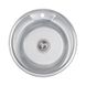 Мийка на кухню сталева кругла LIDZ 490мм x 490мм мікротекстура 0.8мм із сифоном LIDZ490ADEC 1 з 3