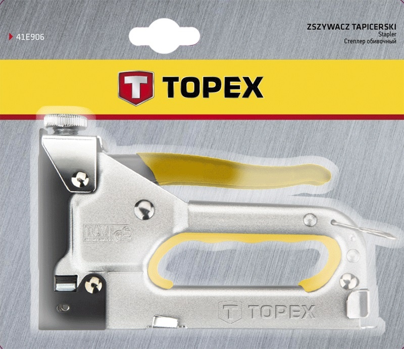 Степлер TOPEX, 6-14мм, тип скоб J, держатель прорезиненный, регулировка забивания скобы
