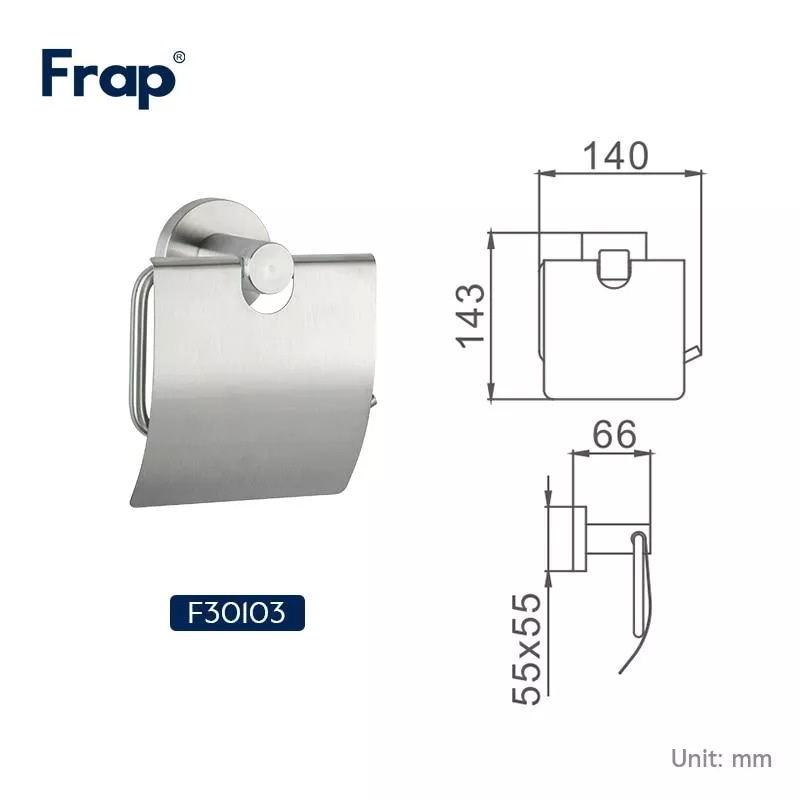 Держатель для туалетной бумаги с крышкой FRAP округлый из нержавеющей стали сатин F30103