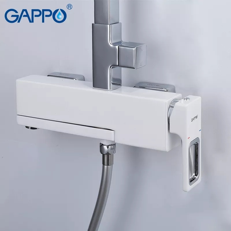 Душова система GAPPO Futura із верхнім душем та виливом латунна біла G2417-8