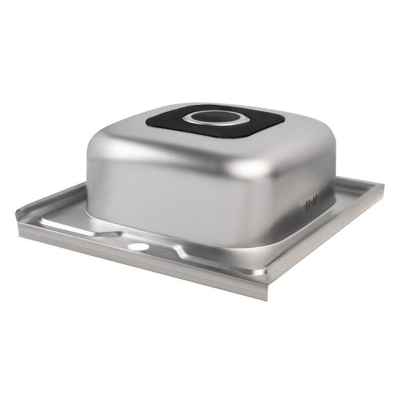 Мийка на кухню металева квадратна накладна LIDZ 500мм x 500мм мікротекстура 0.8мм із сифоном LIDZ5050DEC08