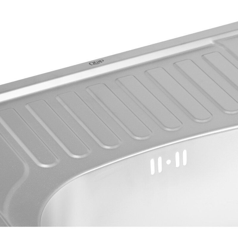 Кухонна мийка із нержавіючої сталі прямокутна Q-TAP 485мм x 580мм матова 0.8мм із сифоном QT5848SAT08