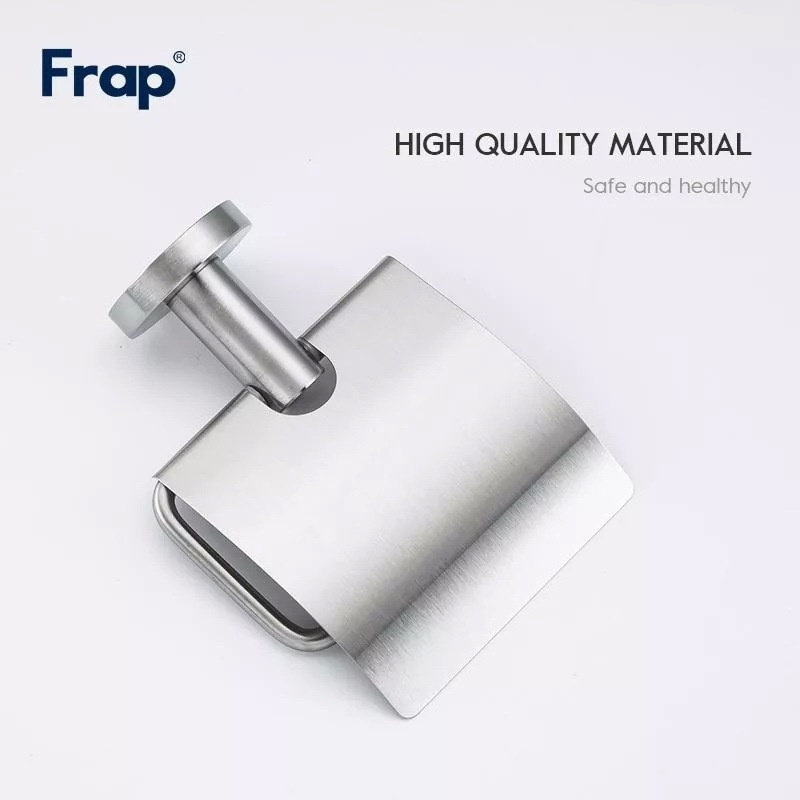 Тримач для туалетного паперу із кришкою FRAP округлий із нержавіючої сталі сатин F30103