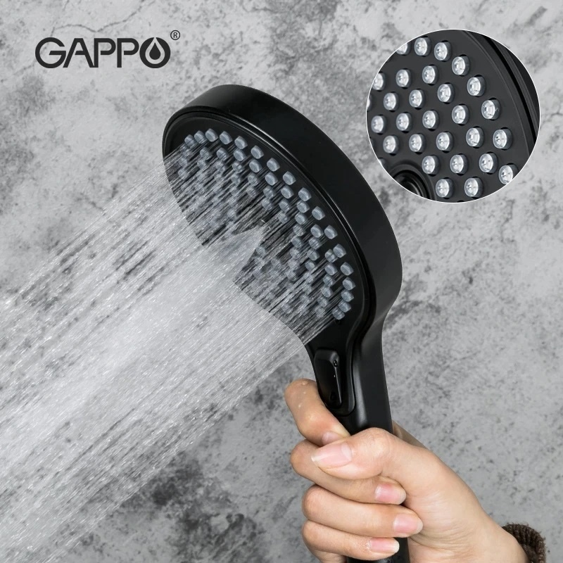 Душова лійка GAPPO G004 із кнопкою 130мм пластикова чорна