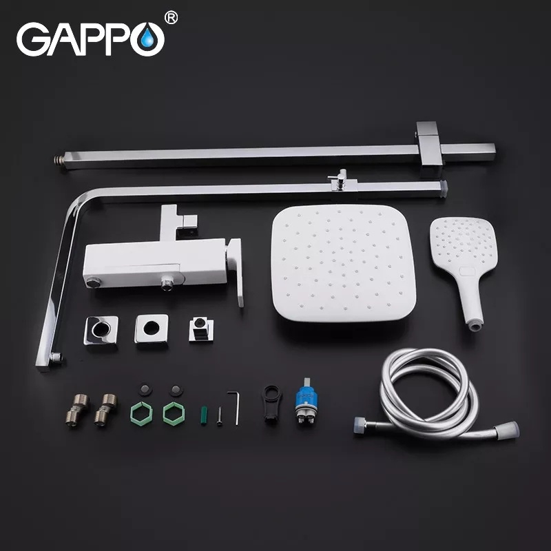 Душова система GAPPO Futura із верхнім душем та виливом латунна біла G2417-8
