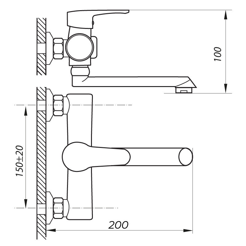 Змішувач для ванної одноважільний із коротким виливом ZERIX PUD3 045 білий силумін ZX2909