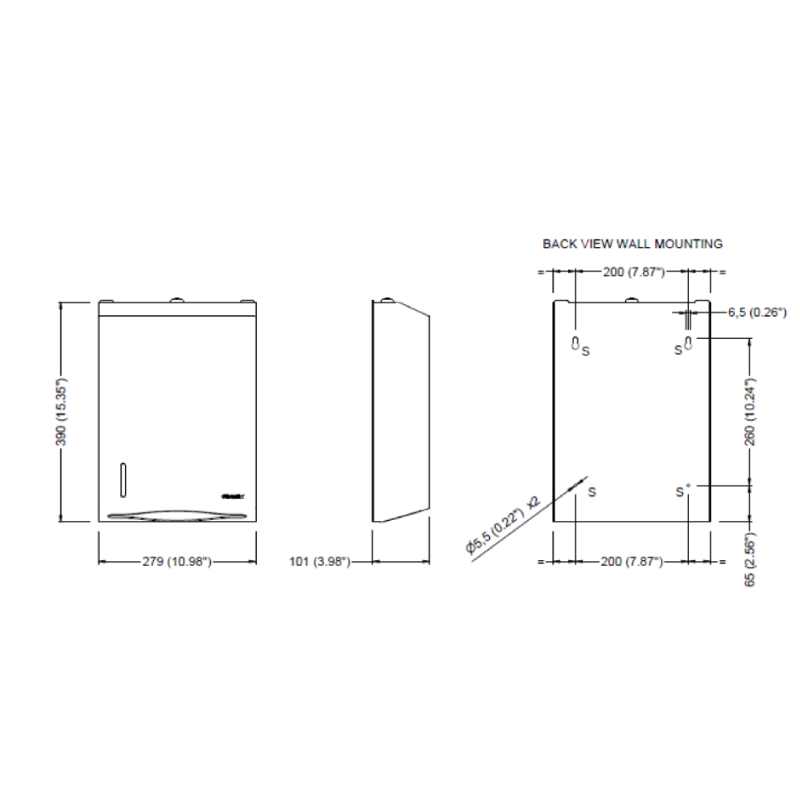 Диспенсер для паперових листових рушників GENWEC із нержавіючої сталі чорний GW03 05 04 03
