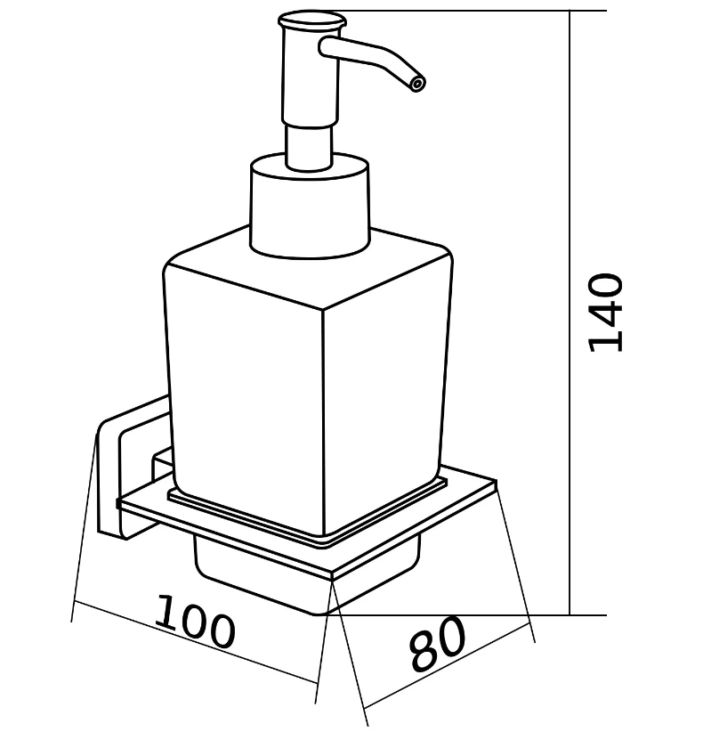 Дозатор для жидкого мыла MEXEN ARNO настенный на 180мл прямоугольный стеклянный золото MEX-70207388-50