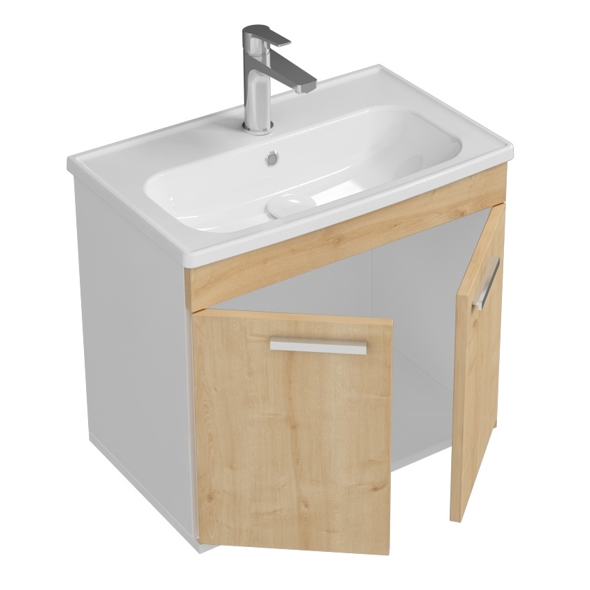 Набор мебели для ванны ROZZY JENORI FIRST коричневый (тумба, зеркало и умывальник с сифоном) RJ20600OK