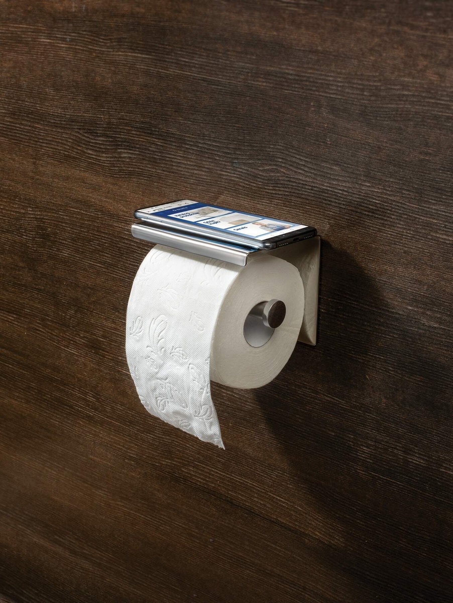 Тримач для туалетного паперу із поличкою DEANTE Round прямокутний із нержавіючої сталі хром ADR_0221