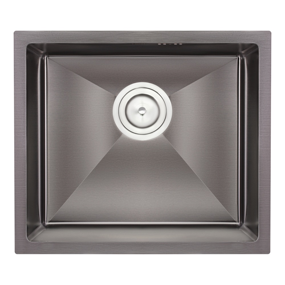 Кухонна мийка металева прямокутна врізна під стільницю Q-TAP 430мм x 480мм матова 2.7мм чорний із сифоном QTD4843BLPVD2710