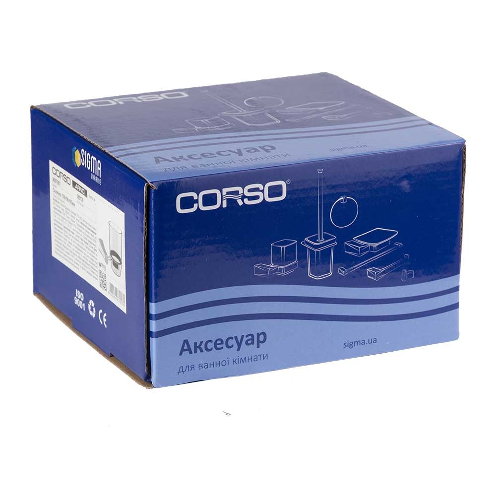 Стакан для зубных щеток CORSO ARNO округлый стеклянный хром 9687907