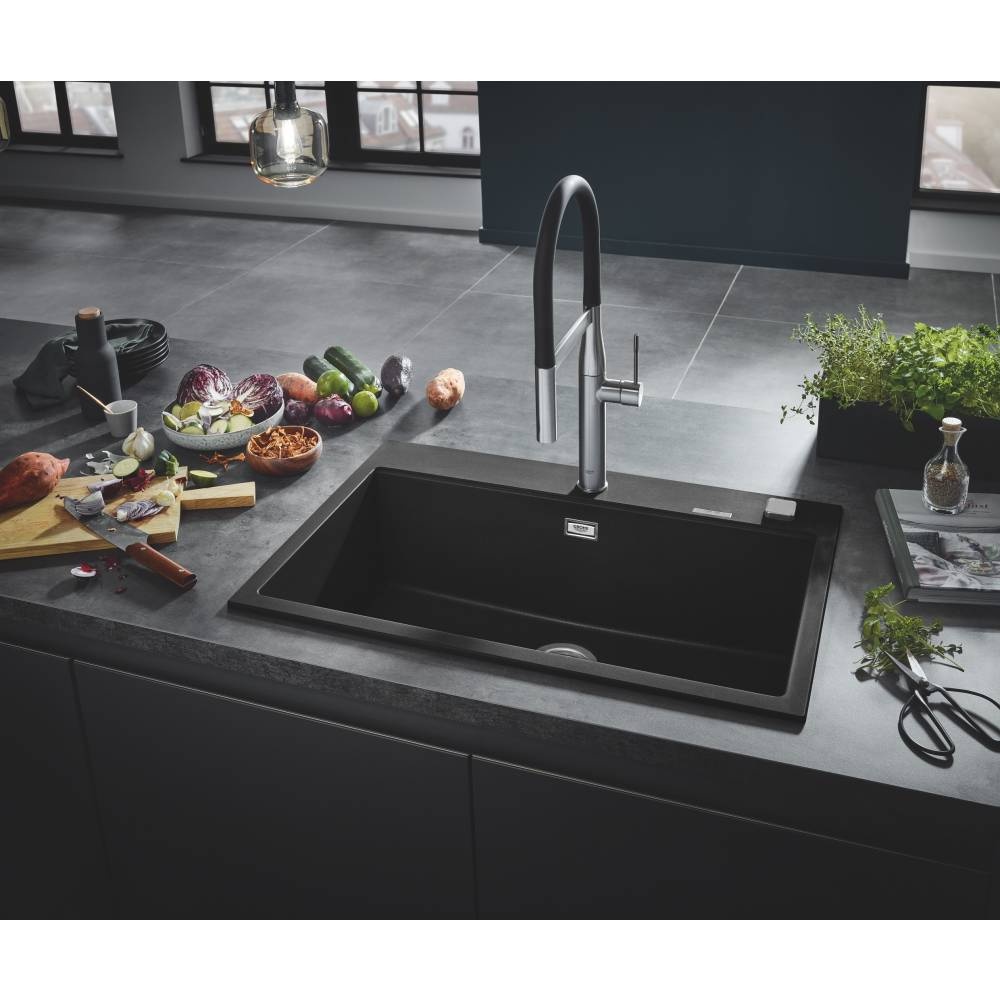 Кухонна мийка керамогранітна прямокутна GROHE K700 Contemporary 510мм x 780мм чорний із сифоном в комплекті 31652AP0+40536000 31652AP040536000