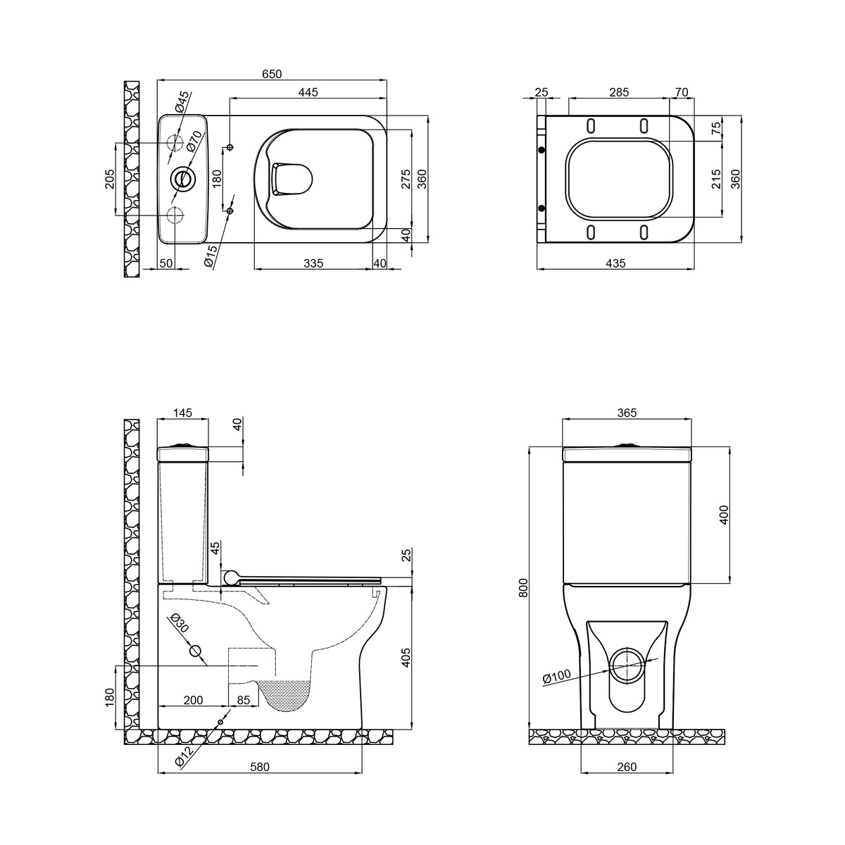 Унитаз-компакт напольный безободковый белый Q-TAP Cardinal сиденье микролифт выпуск в стену QT0422C666PW