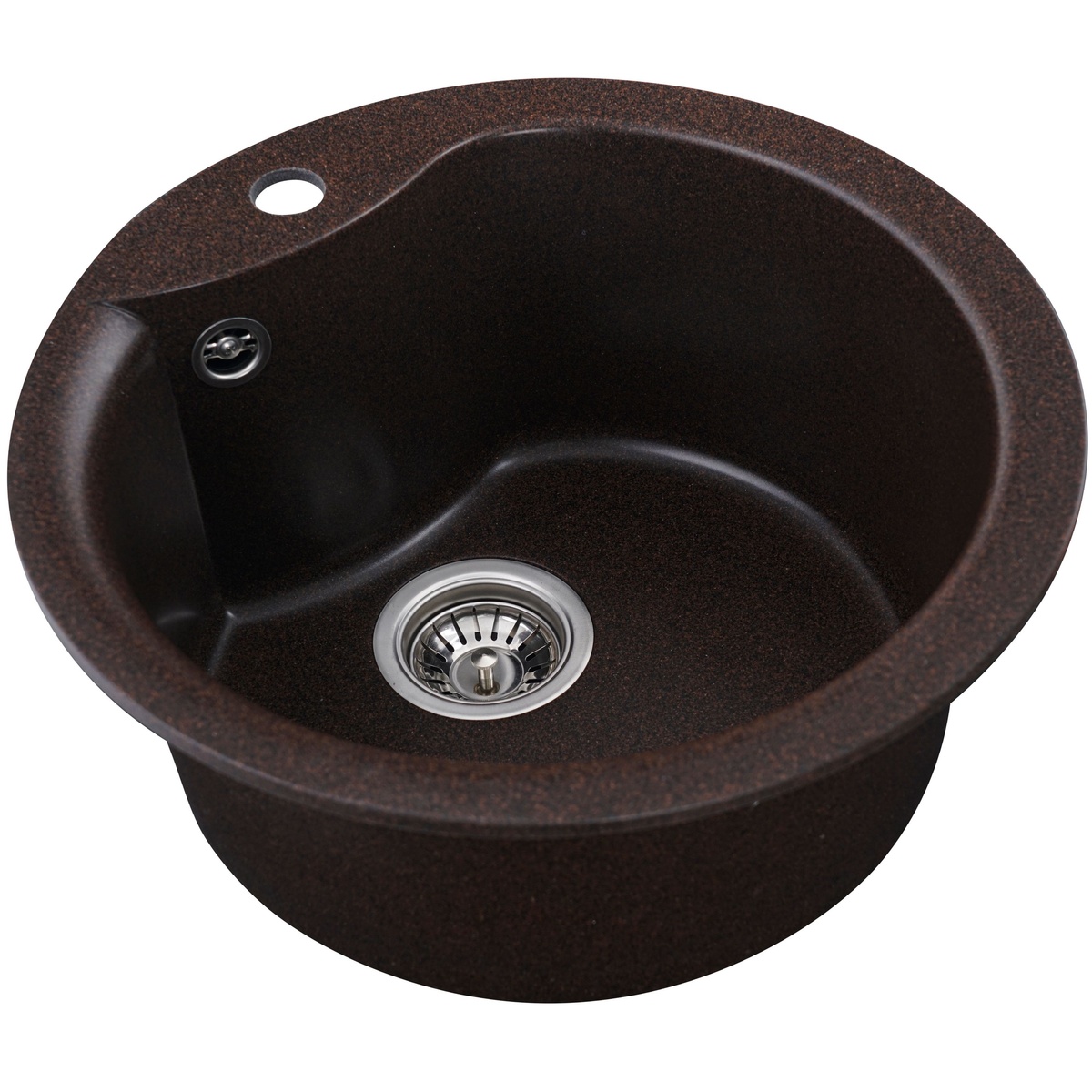 Мийка для кухні гранітна кругла PLATINUM 480 TURAS 480x480x220мм без сифону коричнева PLS-A25050