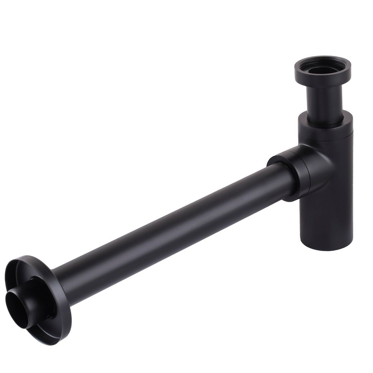 Сифон для умывальника GLOBUS LUX GSB-32-125-BB колбовый латунь впуск 1 1/4" выпуск горизонтальный черный 000027619