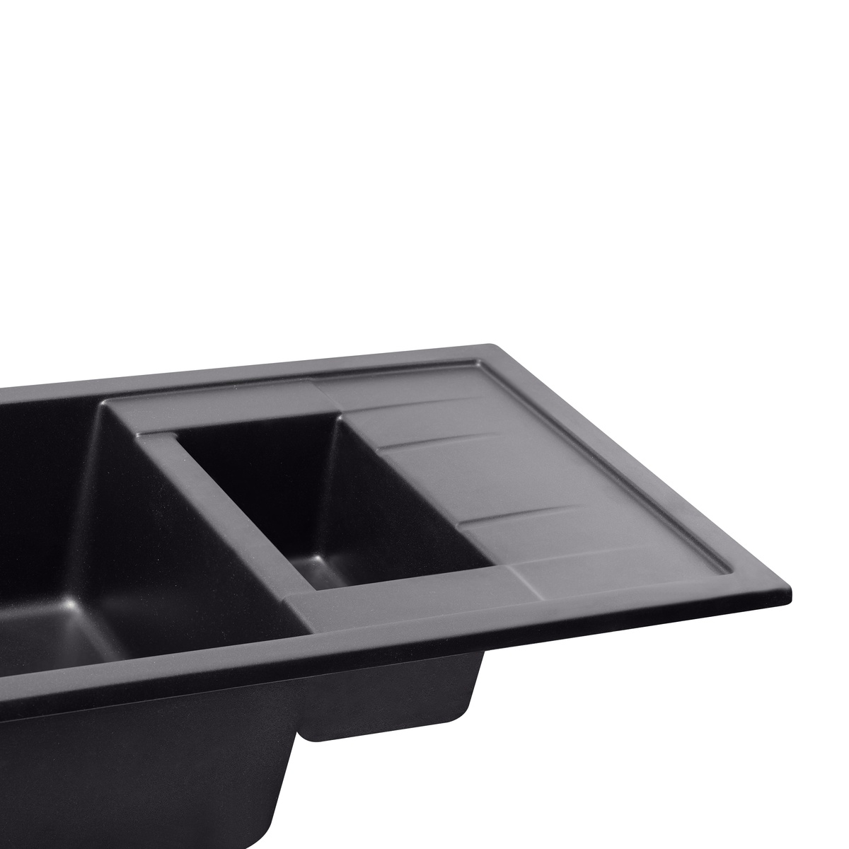 Кухонна мийка композитна прямокутна Q-TAP CS 485мм x 755мм сірий на півтори чаші без сифону QT7648BET502