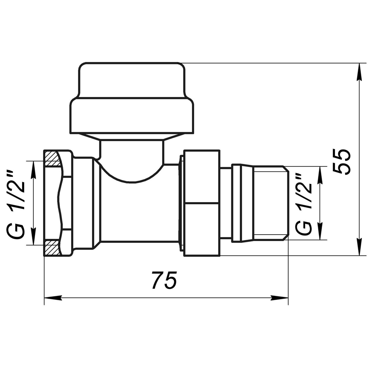 Термостатический радиаторный клапан ECO TECHNOLOGY ECO5028 прямой 1/2"x1/2" с американкой 000016163