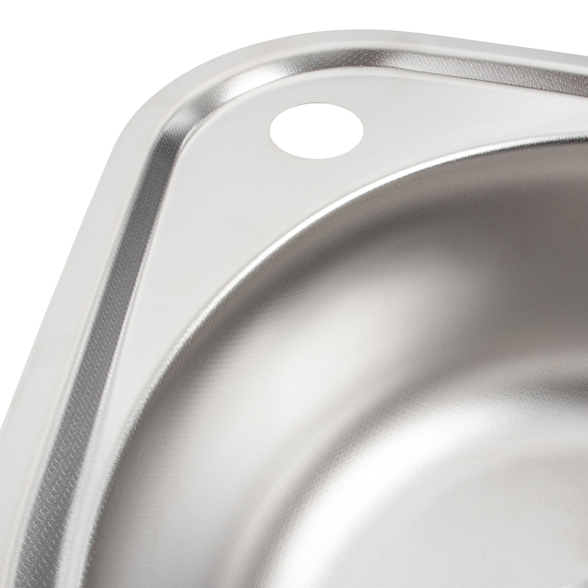 Мийка для кухні із нержавіючої сталі овальна PLATINUM 4539 ДЕКОР 450x390x170мм мікротекстура 0.6мм із сифоном PLS-A17247
