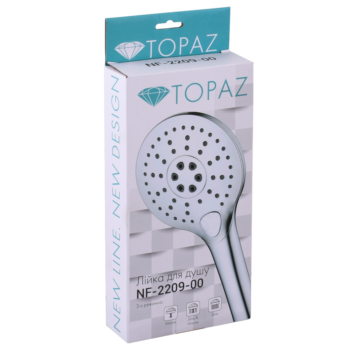 Душевая лейка TOPAZ NF-2209-00 с кнопкой 120мм пластиковая хром 000027024