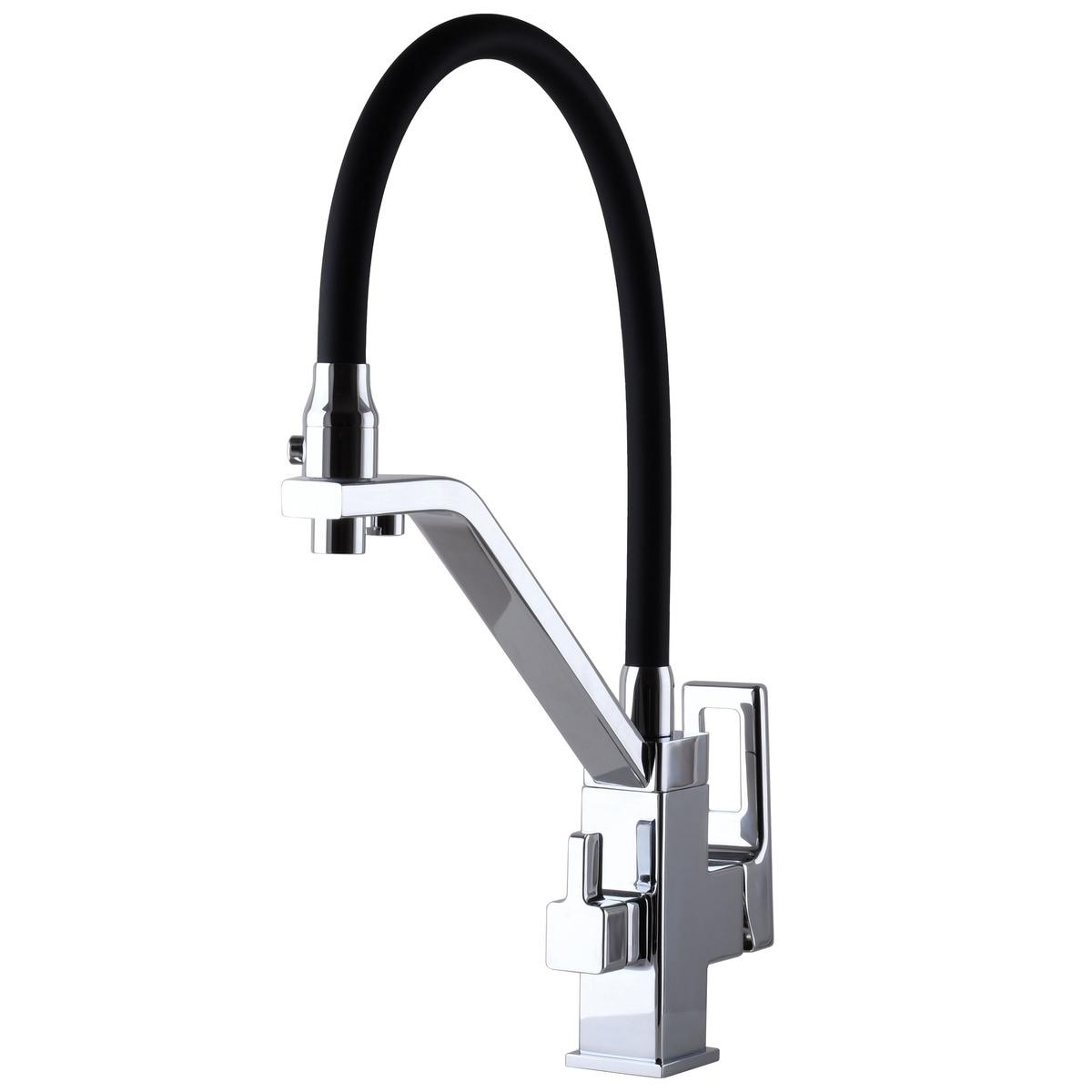 Змішувач для кухні із краном для фільтрованої води GLOBUS LUX LAZER GLLR-0900-00-01 чорний латунь 000024675