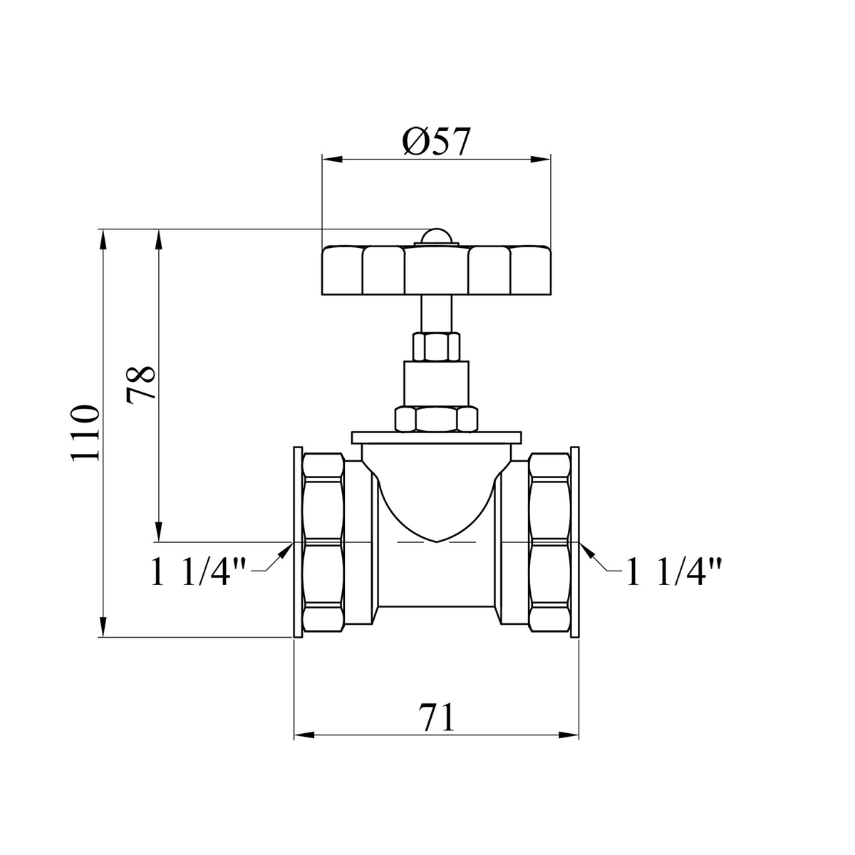 Вентиль LEXLINE УК1123-ПА 1 1/4" вн-вн PN16бар CV030274