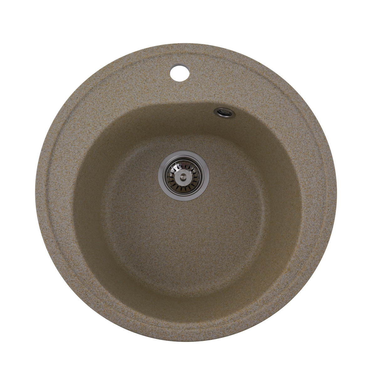 Мийка для кухні гранітна кругла PLATINUM 510 LUNA 510x510x190мм без сифону бежева PLS-A24794