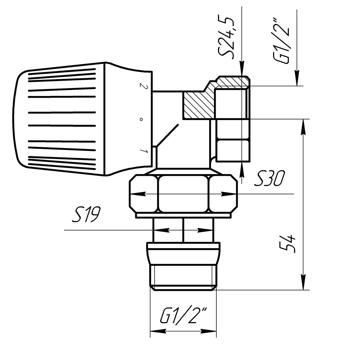 Вентиль радиаторный QUALITY PROFESSIONAL NV-QP5005 угловой 1/2" с американкой 000023478