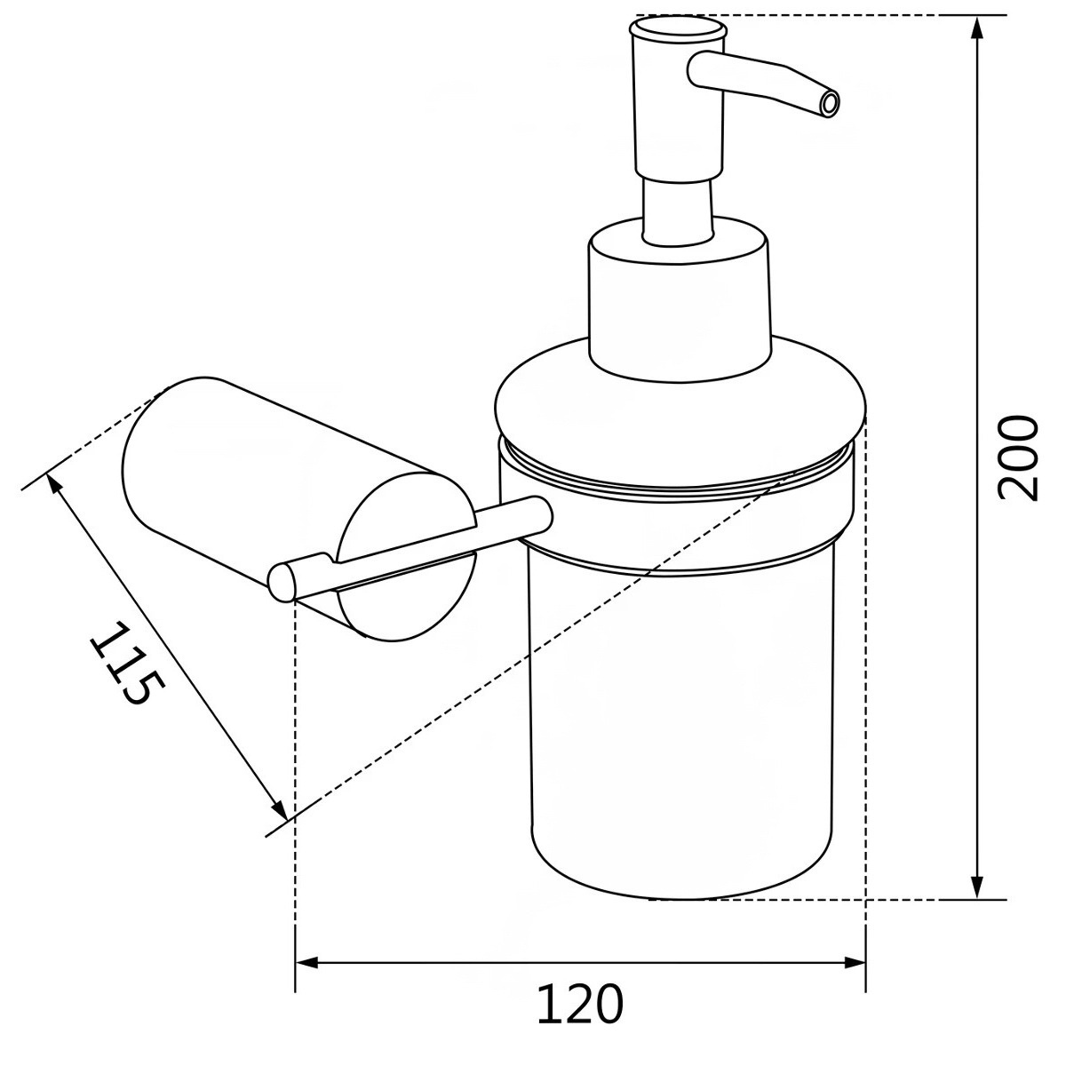 Дозатор для жидкого мыла MEXEN Aron настенный на 180мл округлый стеклянный черный MEX-70881388-07
