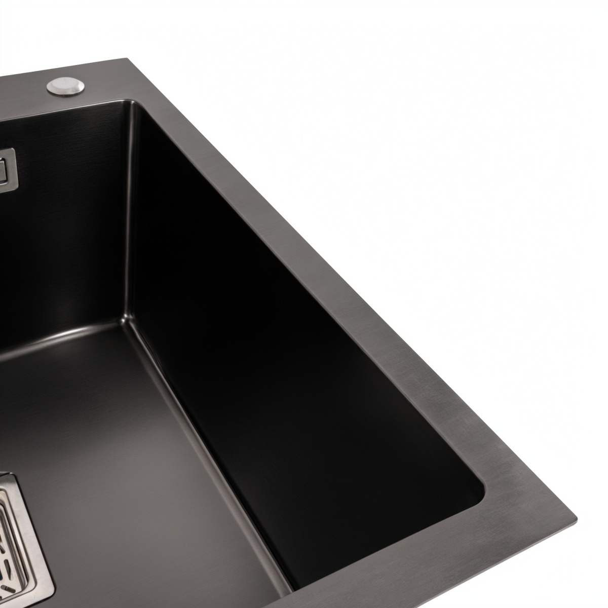 Мойка для кухни из нержавеющей стали квадратная PLATINUM Handmade HSBB 500x500x220мм глянцевая 1мм черная с сифоном PLS-A36115