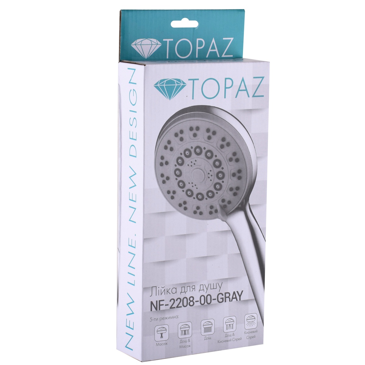 Душова лійка TOPAZ NF-2208-00-GRAY багаторежимна 106мм пластикова хром 000025162