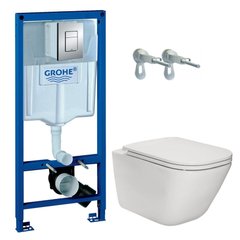 Комплект інсталяції GROHE Rapid SL/Gap кнопка хром безобідковий унітаз ROCA з кришкою мікроліфт дюропласт 38772001_A34H470000