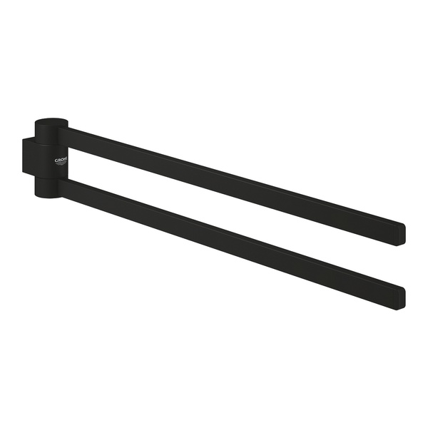 Тримач для рушників поворотний GROHE Selection 30мм подвійний прямокутний металевий чорний 41219KF0