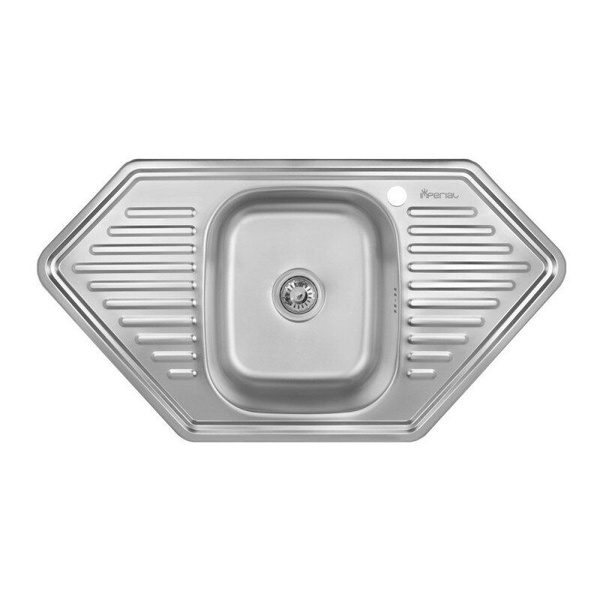 Мийка на кухню сталева кутова IMPERIAL 500мм x 960мм мікротекстура 0.8мм із сифоном IMP9550DDEC