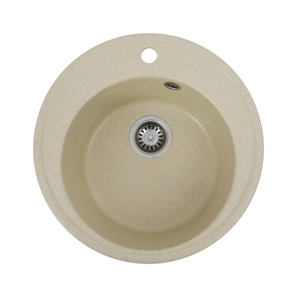Мийка для кухні гранітна кругла PLATINUM 510 YARA 510x510x180мм без сифону бежева PLS-A24810