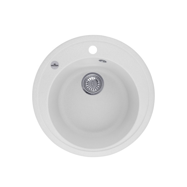 Мийка для кухні гранітна кругла KRONER Komposit 510x510x220мм сіра із сифоном CV027407
