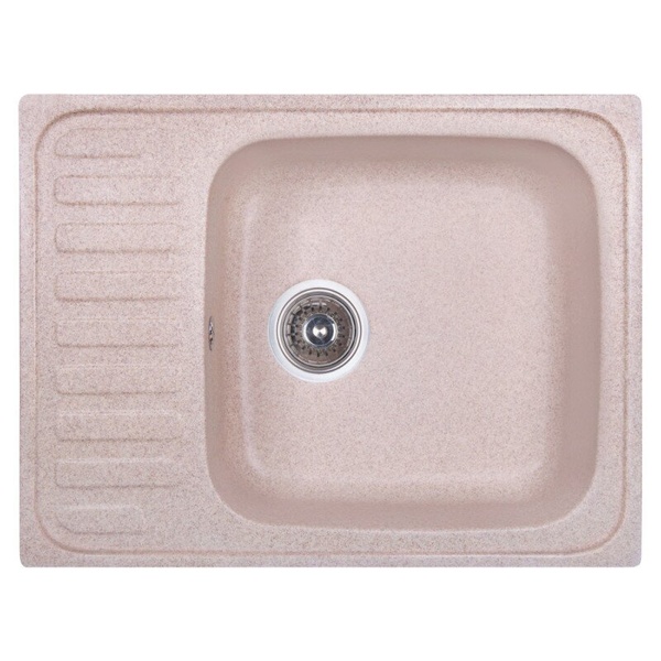Кухонна мийка керамічна прямокутна COSH 6449 635мм x 485мм бежевий із сифоном COSH6449K806