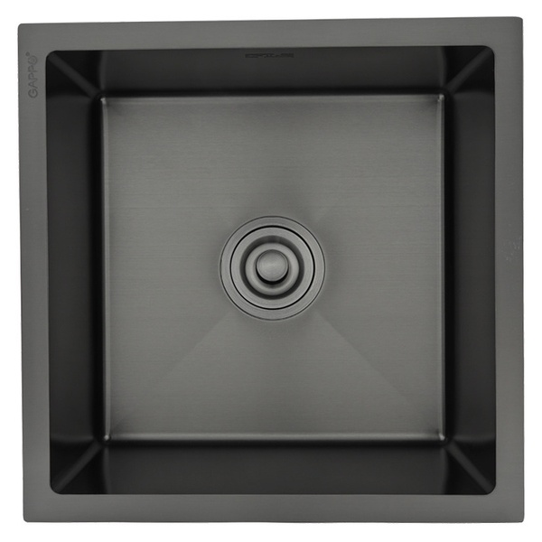 Мийка для кухні із нержавіючої сталі квадратна GAPPO GS4444-6 440x440x215мм матова 1мм чорна із сифоном SQ-1045126