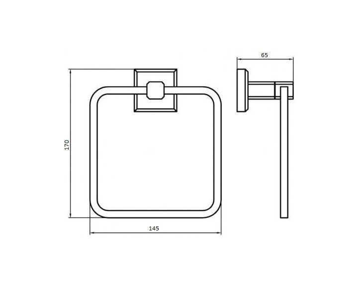 Держатель-кольцо для полотенец PERFECT SANITARY APPLIANCES KB 9913 000005215 145мм прямоугольный металлический хром