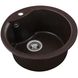 Мийка для кухні гранітна кругла PLATINUM 480 TURAS 480x480x220мм без сифону коричнева PLS-A25050 4 з 5