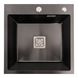 Мийка для кухні із нержавіючої сталі квадратна PLATINUM Handmade HSBB 500x500x220мм глянцева 1мм чорна із сифоном PLS-A36115 1 з 6