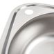 Мийка для кухні із нержавіючої сталі овальна PLATINUM 4539 ДЕКОР 450x390x170мм мікротекстура 0.6мм із сифоном PLS-A17247 4 з 7