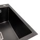 Мойка для кухни из нержавеющей стали квадратная PLATINUM Handmade HSBB 500x500x220мм глянцевая 1мм черная с сифоном PLS-A36115 5 из 6