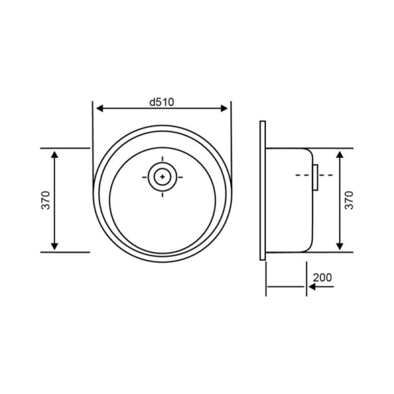 Раковина на кухню керамогранітна кругла LIDZ 510мм x 510мм сірий без сифону LIDZSTO10D510200